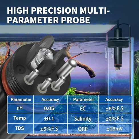 جهاز اختبار المياه الذكي بتقنية البلوتوث 7 في 1 من كاكتيلي، جهاز رقمي محمول لدرجة الحموضة/TDS/EC/ORP/درجة الحرارة/الملح/SG مع تنبيه التطبيق، مثالي لحمام السباحة/حوض السمك/الزراعة المائية/البركة in Kuwait