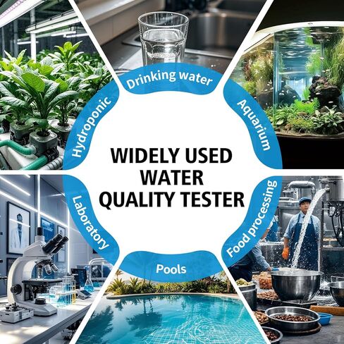 جهاز اختبار المياه الذكي بتقنية البلوتوث 7 في 1 من كاكتيلي، جهاز رقمي محمول لدرجة الحموضة/TDS/EC/ORP/درجة الحرارة/الملح/SG مع تنبيه التطبيق، مثالي لحمام السباحة/حوض السمك/الزراعة المائية/البركة in Kuwait