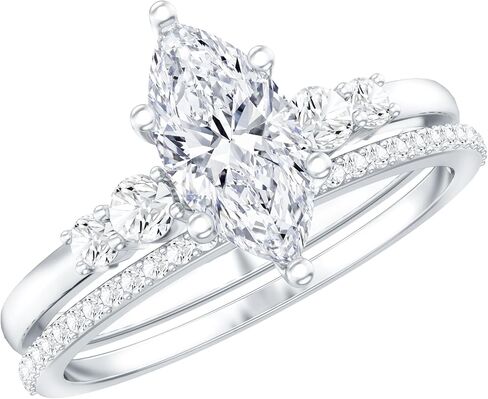 Certified Lab Grown Diamond Wedding Ring Set, Ef-Vs Quality, Diamond 5X10mm Marquise Engagement Ring with Band in Saudi Arabia