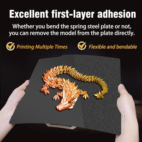 لوحة بناء PEI سوداء مزدوجة الجوانب لمختبر Bambu P2S/X1/X1C/X1E/P1P/P1S/A1، لوحة فولاذية زنبركية PEI ناعمة + مزخرفة PEI منصة مرنة 257 × 257 مم لطابعات Bambu Labs ثلاثية الأبعاد in Kuwait
