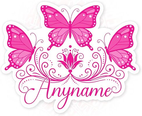 Custom Watercolor Butterfly Name Decal Personalized Name Stickers Cute Waterproof Die-Cut Vinyl Laptop Sticker, Water Bottle Sticker, Funny Car Birthday Gifts for Her Him Kids Friends in Saudi Arabia