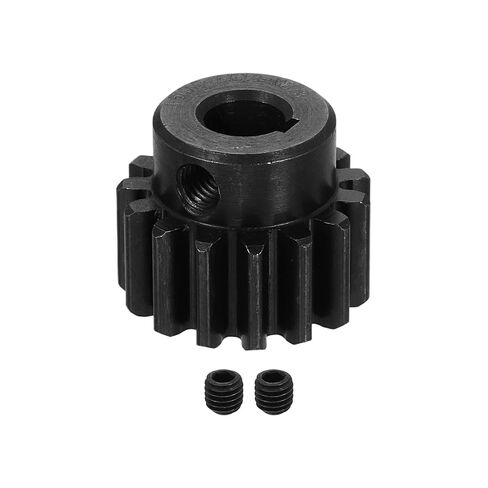 uxcell 1.5 Mod 15T Spur Gear 8 مم، ترس ترس فولاذي 1045 مع معالجة سطحية سوداء Keyway، زاوية ضغط 20 درجة، لحامل Spur وRC نموذج سيارة أو محرك DIY (18 مم) in Saudi Arabia