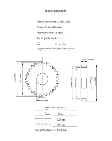 45# Steel spur Gear 3 Module 41 Tooth Cylindrical Gear 3 Module spur Gear in Saudi Arabia