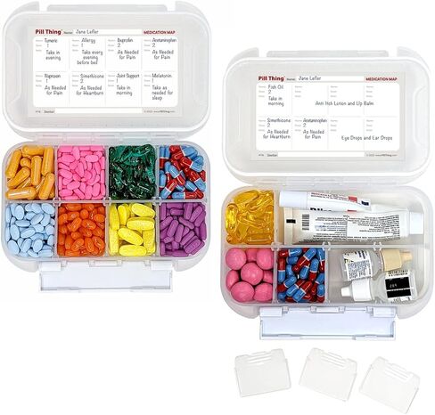 Large Pill Organizer, 8 Compartment Big Pillbox for Travel, Airtight Design, Easy Travel Medication Management, Adjustable Dividers, Gasket Waterproof Med Box with Medication Map (Clear - 1 Pack) in Saudi Arabia