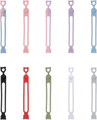 30pcs علاقات كبل السيليكون ، لفائف الحبل المرنة القابلة لإعادة الاستخدام لكابلات البيانات شواحن الأذن وإدارة الأسلاك متعددة الأغراض روابط الأسلاك الأساسية مساحة العمل المنزلية والسفر (ملونة) in Kuwait