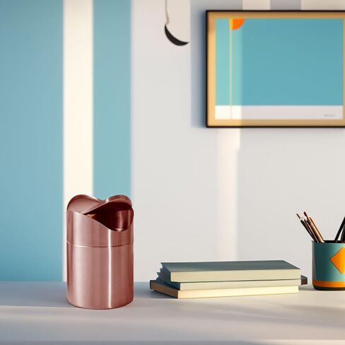 Garneck Small Countertop Trash Can with Press Lid, Mini Stainless Steel Waste Container in Rose Gold, Compact Desktop Garbage Bin for Office, Bathroom, Kitchen Use in Saudi Arabia