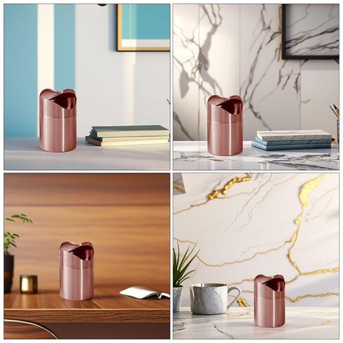 Garneck Small Countertop Trash Can with Press Lid, Mini Stainless Steel Waste Container in Rose Gold, Compact Desktop Garbage Bin for Office, Bathroom, Kitchen Use in Saudi Arabia