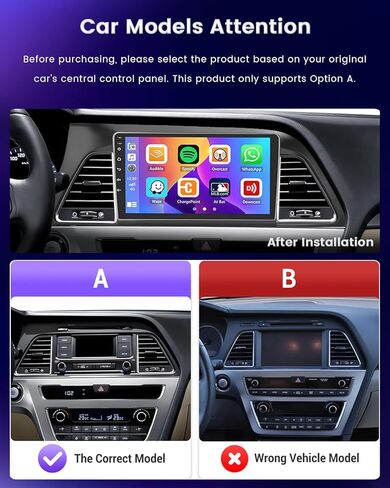 [4+64g] Hikity Android 15 Car Stereo لـ Hyundai Sonata 2015 2016 2017 (LHD) ، راديو شاشة لمس 9 بوصات مع Carplay/Android Auto/GPS Link/Mirror Link/WiFi/Bluetooth/DSP+AHD كاميرا احتياطية in Kuwait
