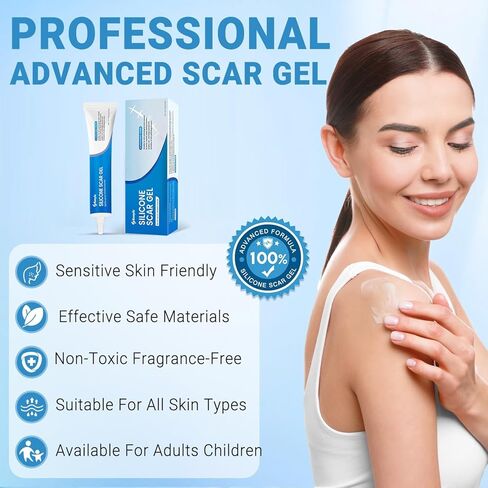 جل الندبات السيليكون، كريم الندبات، عصا الندبات المتقدمة للندبات الجراحية، علامات التمدد، إزالة نتوءات الجدرة، الندبات القديمة والجديدة 0.63 أونصة (18 جم) in Kuwait