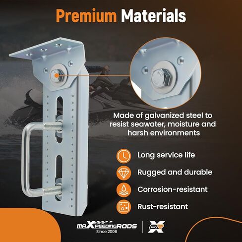 maXpeedingrods 4 PCS 8" Galvanized Swivel Top Bunk Bracket Kit Boat Trailer Hardware for 3"x3", 2"x3", 1.5"x3" Boat Trailer Crossmember, Boat Trailer Bunk Brackets & Square U-Bolts in Saudi Arabia