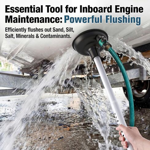 Dreyoo Adjustable Inboard Engine Flusher with Telescoping Shaft, Universal Inboard Engine Motor Flusher with Valve, Black PVC Marine Grade Round Cup Muff, Garden Hose Connector and Fast Connect in Saudi Arabia