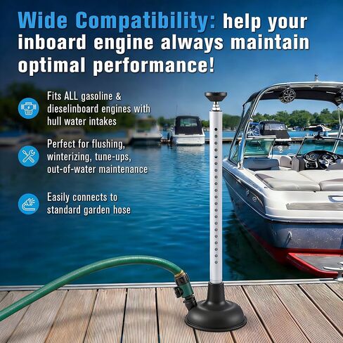 Dreyoo Adjustable Inboard Engine Flusher with Telescoping Shaft, Universal Inboard Engine Motor Flusher with Valve, Black PVC Marine Grade Round Cup Muff, Garden Hose Connector and Fast Connect in Saudi Arabia