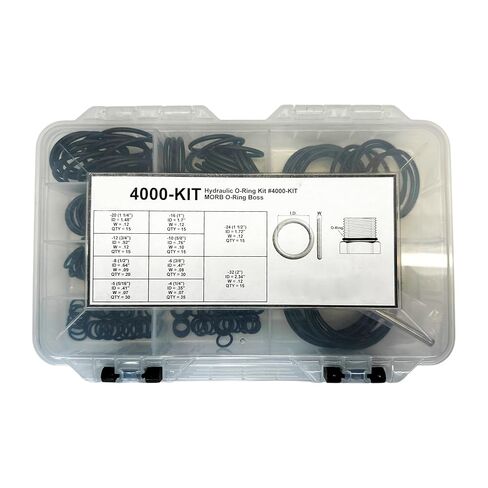 طقم خرطوم #4000-Kit MORB طقم ختم حلقي هيدروليكي (205 قطعة، Buna 90، مقاسات 1/4 بوصة إلى 2 بوصة، حلقات دائرية عالية الضغط) in Kuwait