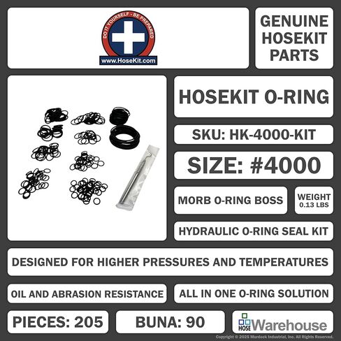 طقم خرطوم #4000-Kit MORB طقم ختم حلقي هيدروليكي (205 قطعة، Buna 90، مقاسات 1/4 بوصة إلى 2 بوصة، حلقات دائرية عالية الضغط) in Kuwait