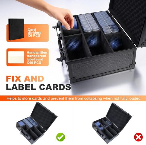 Toploader Storage Box for 3" x 4" 35pt Rigid Cards,Trading Card Case with Key Lock for Sports Cards Holds 600+ Toploaders or 135+ Magnetic Holders with 40pcs Labels and 6 Foam in Kuwait