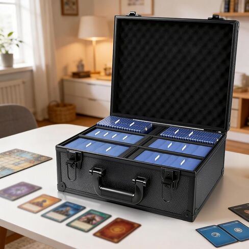 Toploader Storage Box for 3" x 4" 35pt Rigid Cards,Trading Card Case with Key Lock for Sports Cards Holds 600+ Toploaders or 135+ Magnetic Holders with 40pcs Labels and 6 Foam in Kuwait