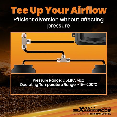maXpeedingrods 6 mm OD Air Line Fittings, Quick Connect Air Hoes Fittings, 3 Way Stainless Steel Union Tee Replacement for Air Suspension Kit & Air Compressor Kit for Trucks Vans, 2 Packs in Saudi Arabia