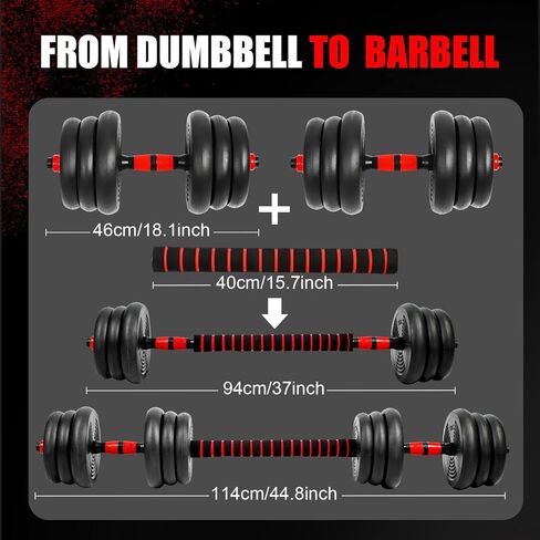 Adjustable Dumbbells Set, Upgrade 44LBS Free Weight Set with Connecting Rod, 3 in 1 Dumbbell Set Used as Dumbbells, Barbell, Push Up Stand, Fitness Exercise for Home Gym Suitble Men/Women in Saudi Arabia