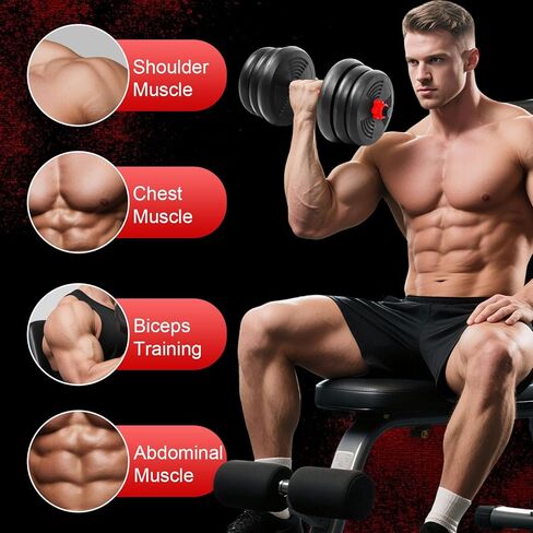 Adjustable Dumbbells Set, Upgrade 44LBS Free Weight Set with Connecting Rod, 3 in 1 Dumbbell Set Used as Dumbbells, Barbell, Push Up Stand, Fitness Exercise for Home Gym Suitble Men/Women in Saudi Arabia