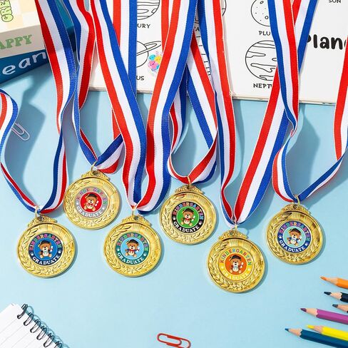 BeYumi Preschool Graduation Award Medals - 12Pcs Bear Kindergarten Graduation Award Medal for Kids with Neck Ribbon Cute Gold Medal for Class Student Graduating Gift Party Favors Activity Prize Reward in Saudi Arabia