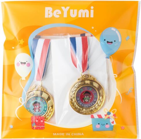 BeYumi Preschool Graduation Award Medals - 12Pcs Bear Kindergarten Graduation Award Medal for Kids with Neck Ribbon Cute Gold Medal for Class Student Graduating Gift Party Favors Activity Prize Reward in Saudi Arabia
