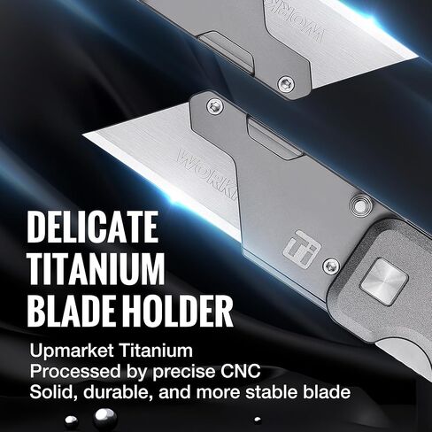 WORKPRO Premium Titanium Utility Knife, CNC Unibody, Lightweight Aluminium Handle Folding Box Cutter, Quick Change Blade Razor Knife,Ideal Gifts for Men Women, with 10 Extra Blades in Saudi Arabia