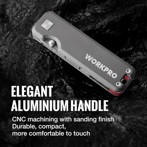 WORKPRO Premium Titanium Utility Knife, CNC Unibody, Lightweight Aluminium Handle Folding Box Cutter, Quick Change Blade Razor Knife,Ideal Gifts for Men Women, with 10 Extra Blades in Saudi Arabia
