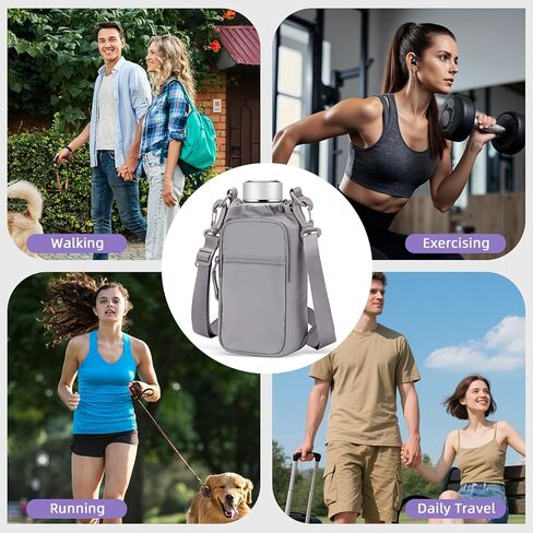 حامل زجاجة مياه Zkptops مع حزام حقيبة زجاجة مياه مع مقبض جيب كبير للهاتف 32oz حقيبة كروس للجسم حقائب حبال إكسسوارات رياضية للرجال والنساء المشي لمسافات طويلة والسفر والتخييم in Kuwait