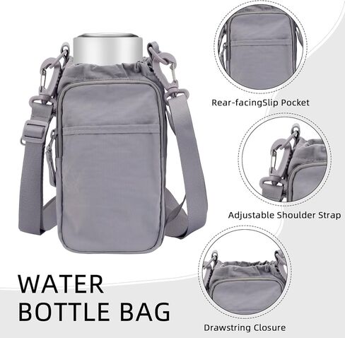 حامل زجاجة مياه Zkptops مع حزام حقيبة زجاجة مياه مع مقبض جيب كبير للهاتف 32oz حقيبة كروس للجسم حقائب حبال إكسسوارات رياضية للرجال والنساء المشي لمسافات طويلة والسفر والتخييم in Kuwait