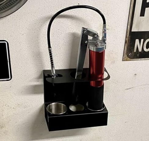 Grease Gun Holder, Wall Mount Rack for Grease Gun Storage, Grease Gun Organizer, Cartridge Holder, for Workshop Garage, with 2X Removable Drip Cups in Saudi Arabia