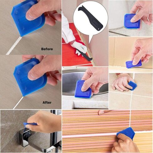 3 Pcs Silicone Caulking Tools, Sealant Grout Finishing Kit for Bathroom & Kitchen, Caulk Smoothing Tool Set, Grout Tool for Tile Sealing in Kuwait