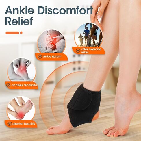 Cordless Ankle Massager, Ankle Heating Pad for Achilles Tendonitis Pain Relief, Heated Foot Wrap Brace with 3 Heat Levels and 3 Vibration Modes, Auto Shut-Off in Kuwait