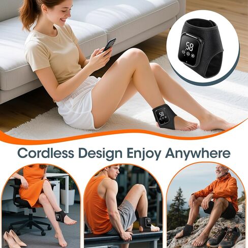 Cordless Ankle Massager, Ankle Heating Pad for Achilles Tendonitis Pain Relief, Heated Foot Wrap Brace with 3 Heat Levels and 3 Vibration Modes, Auto Shut-Off in Kuwait