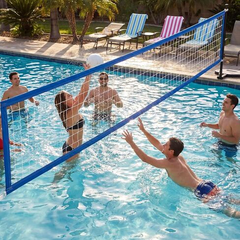 شبكة الكرة الطائرة لحمام السباحة من ثينشوب مقاس 15 × 3 قدم، شبكة كرة طائرة لحمام السباحة المطورة لحمامات السباحة الداخلية، هدية للحفلات الصيفية للعائلة والكبار مع حقيبة تخزين in Saudi Arabia