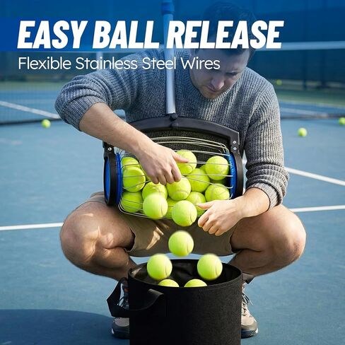 منتقي كرات التنس من زوزين مع حقيبة تخزين، أسطوانة التقاط سريعة لا تنحني، مقبض تلسكوبي قابل للتعديل، يحمل ما يصل إلى 28 كرة تنس، جامع خفيف الوزن ومحمول للتنس/كرة المخلل/البيسبول in Kuwait