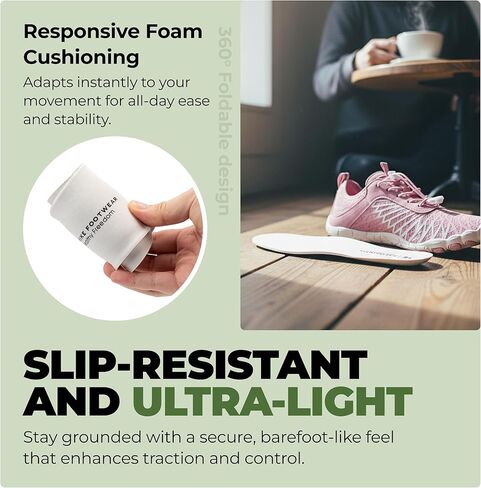 Hike Footwear High Density Foam Barefoot Insoles- Lightweight, Breathable, Non-Slip Shoe Inserts for Men & Women, Comfort Support for Walking, Running, Hiking in Saudi Arabia