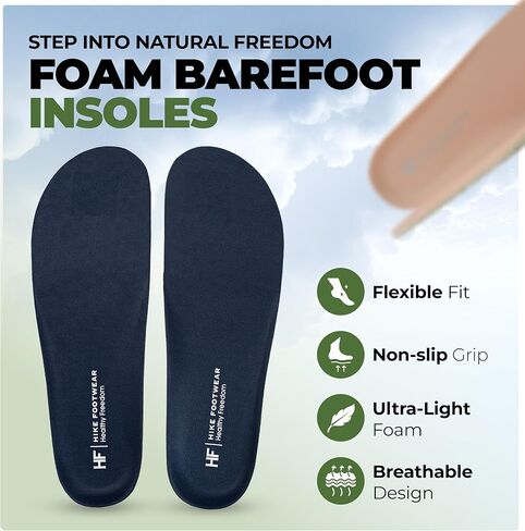 Hike Footwear High Density Foam Barefoot Insoles- Lightweight, Breathable, Non-Slip Shoe Inserts for Men & Women, Comfort Support for Walking, Running, Hiking in Saudi Arabia