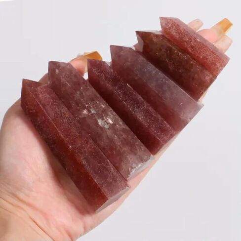 3~10CM Natural Quartz Crystal Tower Point Obelisk Hexagonal Wand-75-90mm-26 Red Smelting in Saudi Arabia