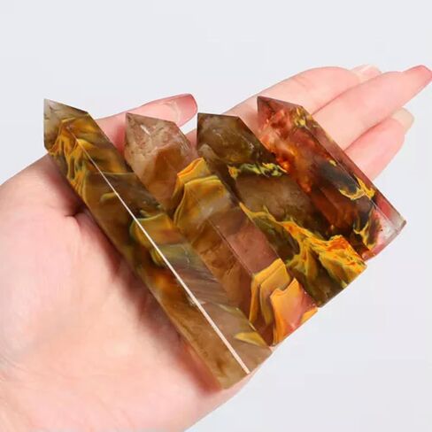 3~10CM Natural Quartz Crystal Tower Point Obelisk Hexagonal Wand-75-90mm-26 Red Smelting in Saudi Arabia