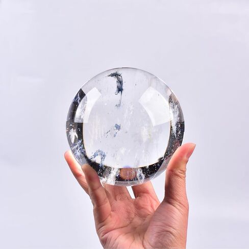 JIC Gem Large Smelting Blue Quartz Sphere Ball Artificial Healing Crystal Decorative Ball with Stand Reiki Healing Ornament Meditation Gift 3.93-4.33 Inch in Saudi Arabia