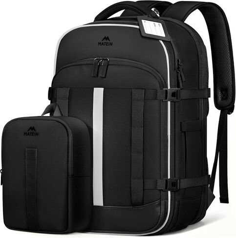 MATEIN Personal Item Backpack 18x14x8 with Luggage Tag, Waterproof Travel Backpack for Women with Rain Cover Fit 17.3 Inch Laptops, TSA Under Seat Carry On Bag for Spirit Frontier Airlines, 2 Pcs Set in Saudi Arabia