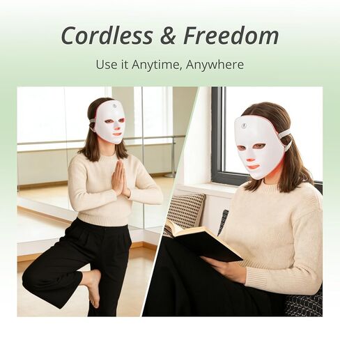DPFACE Red Light Mask, 7-1 Colors Red Light Face Mask, Cordless, Portable, Rechargeable for Travel & Home Use in Saudi Arabia