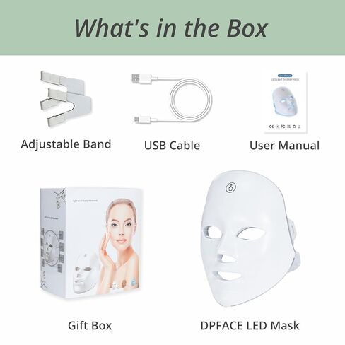 DPFACE Red Light Mask, 7-1 Colors Red Light Face Mask, Cordless, Portable, Rechargeable for Travel & Home Use in Saudi Arabia