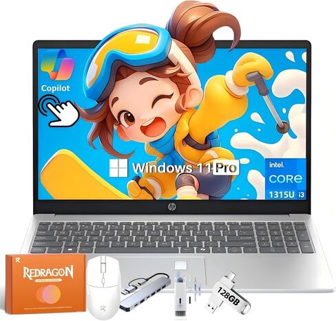 HP 2025 جديد 15.6 "كمبيوتر محمول على شاشة تعمل باللمس للأعمال والطالب ، 13th Gen Intel I3-1315U حتى 4.5 جيجا هرتز ، وذاكرة وصول عشوائي 32 جيجا بايت ، 1 تيرابايت SSD ، Intel UHD Graphics ، Copilot AI PC ، Wi-Fi 6 ، عمر بطارية طويل ، Windows 11 Pro in Saudi Arabia