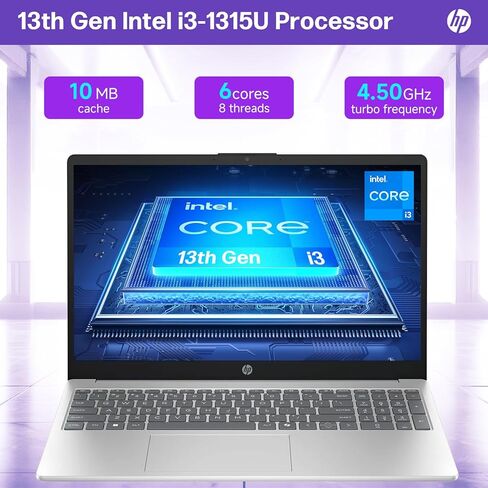 HP 2025 جديد 15.6 "كمبيوتر محمول على شاشة تعمل باللمس للأعمال والطالب ، 13th Gen Intel I3-1315U حتى 4.5 جيجا هرتز ، وذاكرة وصول عشوائي 32 جيجا بايت ، 1 تيرابايت SSD ، Intel UHD Graphics ، Copilot AI PC ، Wi-Fi 6 ، عمر بطارية طويل ، Windows 11 Pro in Saudi Arabia