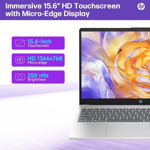 HP 2025 جديد 15.6 "كمبيوتر محمول على شاشة تعمل باللمس للأعمال والطالب ، 13th Gen Intel I3-1315U حتى 4.5 جيجا هرتز ، وذاكرة وصول عشوائي 32 جيجا بايت ، 1 تيرابايت SSD ، Intel UHD Graphics ، Copilot AI PC ، Wi-Fi 6 ، عمر بطارية طويل ، Windows 11 Pro in Saudi Arabia