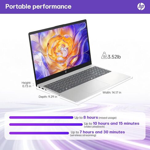 HP 2025 جديد 15.6 "كمبيوتر محمول على شاشة تعمل باللمس للأعمال والطالب ، 13th Gen Intel I3-1315U حتى 4.5 جيجا هرتز ، وذاكرة وصول عشوائي 32 جيجا بايت ، 1 تيرابايت SSD ، Intel UHD Graphics ، Copilot AI PC ، Wi-Fi 6 ، عمر بطارية طويل ، Windows 11 Pro in Saudi Arabia
