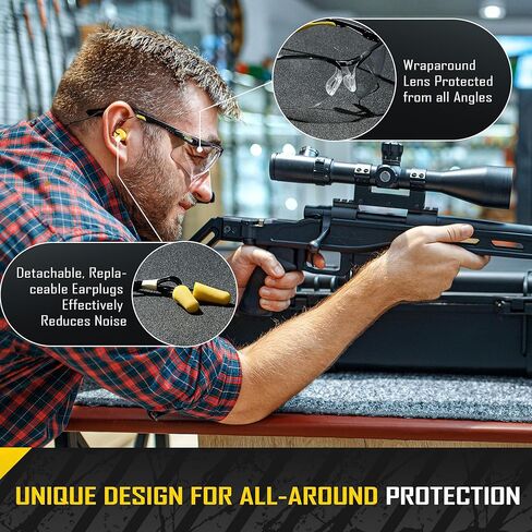 COOLJOB ANSI Z87.1 Safety Glasses with Anti-Fog Clear Lens, Anti-Scratch and 100% UV Proof Eye Protection with Earplugs in Kuwait