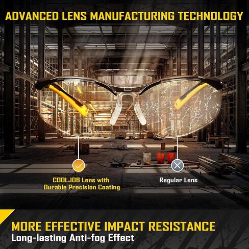 COOLJOB ANSI Z87.1 Safety Glasses with Anti-Fog Clear Lens, Anti-Scratch and 100% UV Proof Eye Protection with Earplugs in Kuwait