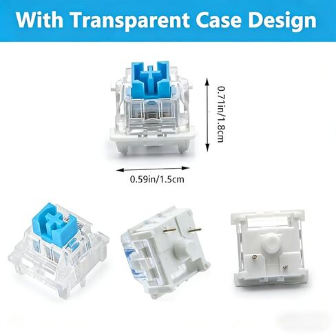 50 Pcs Blue Mechanical Keyboard Switches, 3-Pin Clicky Tactile Switches with Free Keycap Puller & Cleaning Brush, Complete Switch Replacement Kit for DIY in Saudi Arabia